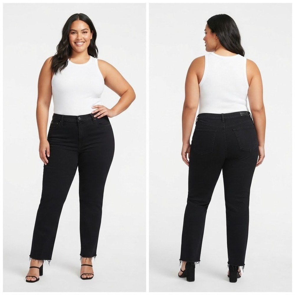 AG Adriano Goldschmied The Isabelle High Rise Straight Crop Jeans Black 31R